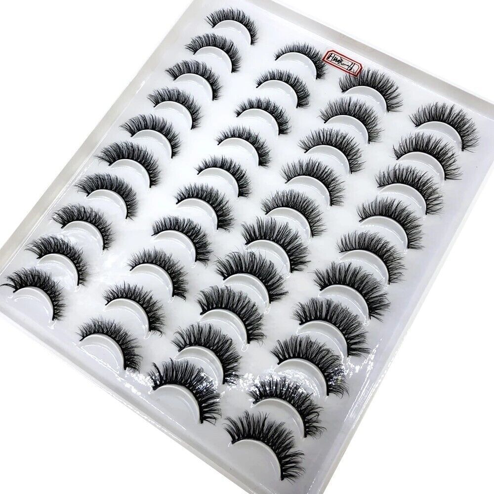 20 Pairs False Eyelashes Mink Natural Extension Black 3D Soft Lashes Makeup - Picture 2 of 2